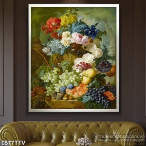 Tranh tĩnh vật hoa quả sơn dầu trang trí phòng bếp