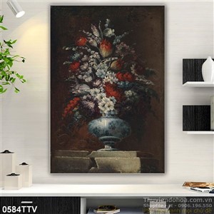 Tranh tĩnh vật hoa quả sơn dầu treo tường phòng ngủ