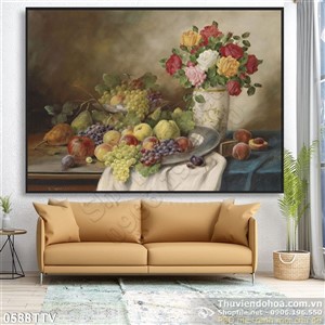 Tranh tĩnh vật hoa quả sơn dầu trang trí phòng bếp