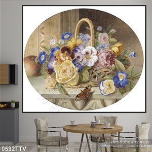 Tranh tĩnh vật hoa quả sơn dầu trang trí phòng khách