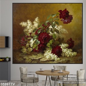 Tranh tĩnh vật hoa quả sơn dầu trang trí phòng ăn