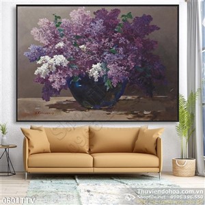 Tranh tĩnh vật hoa quả sơn dầu trag trí phòng khách