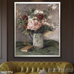 Tranh tĩnh vật hoa quả sơn dầu trang trí phòng ngủ