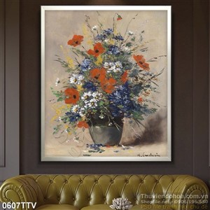 Tranh tĩnh vật hoa quả sơn dầu treo tường phòng ngủ