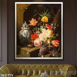 Tranh tĩnh vật hoa quả sơn dầu trang trí