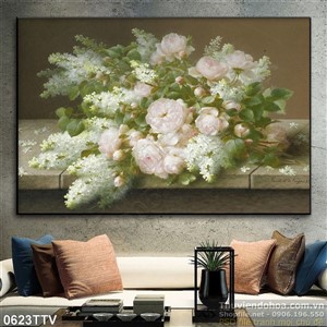 Tranh tĩnh vật hoa quả sơn dầu trang trí phòng ăn