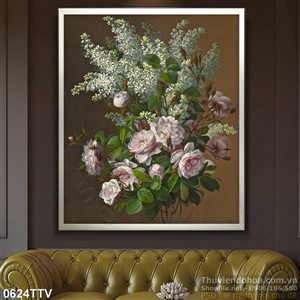 Tranh tĩnh vật hoa quả sơn dầu trang trí phòng khách