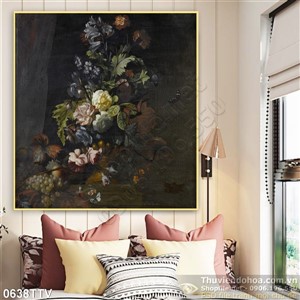 Tranh tĩnh vật hoa quả sơn dầu trang trí