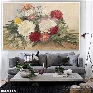 Tranh tĩnh vật hoa quả sơn dầu trang trí