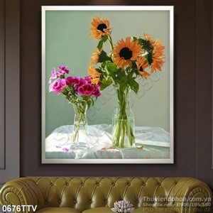 Tranh tĩnh vật hoa quả sơn dầu treo tường phòng ngủ