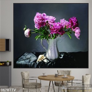 Tranh tĩnh vật hoa quả sơn dầu treo tường phòng ngủ