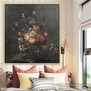 Tranh tĩnh vật hoa quả sơn dầu trang trí bếp