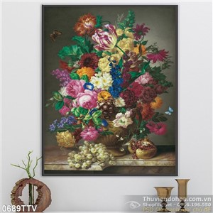 Tranh tĩnh vật hoa quả sơn dầu trang trí