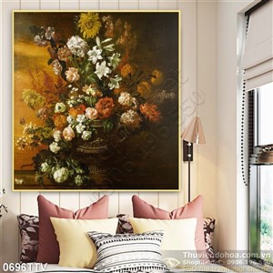 Tranh tĩnh vật hoa quả sơn dầu treo tường phòng khách