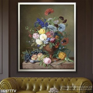 Tranh tĩnh vật hoa quả sơn dầu nghệ thuật