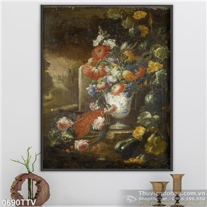 Tranh tĩnh vật hoa quả sơn dầu trang trí bếp