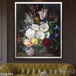 Tranh tĩnh vật hoa quả sơn dầu trang trí phòng ngủ