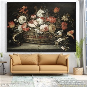 Tranh tĩnh vật hoa quả sơn dầu trang trí tường