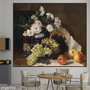 Tranh tĩnh vật hoa quả sơn dầu trang trí phòng ăn