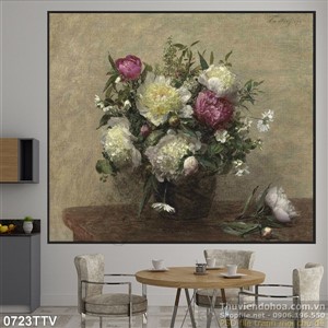 Tranh tĩnh vật hoa quả sơn dầu trag trí phòng khách