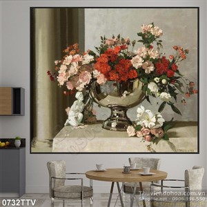Tranh tĩnh vật hoa quả sơn dầu treo tường