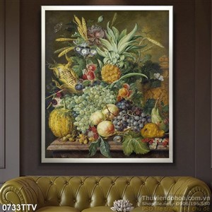 Tranh tĩnh vật hoa quả sơn dầu trang trí bếp