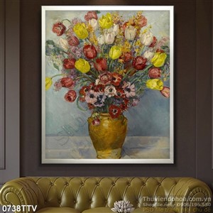 Tranh tĩnh vật hoa quả sơn dầu trang trí phòng ngủ