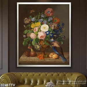 Tranh tĩnh vật hoa quả sơn dầu trang trí phòng ăn