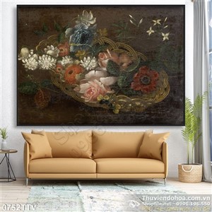 Tranh tĩnh vật hoa quả sơn dầu trang trí