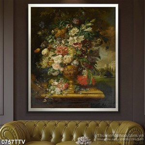 Tranh tĩnh vật hoa quả sơn dầu trang trí