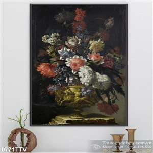 Tranh tĩnh vật hoa quả sơn dầu treo tường phòng khách