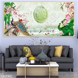 Tranh chim công trang trí Tết