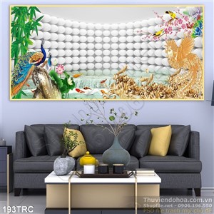 Tranh chim công trang trí treo tường