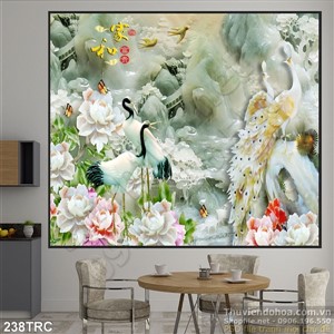 Tranh giả ngọc chim công đẹp