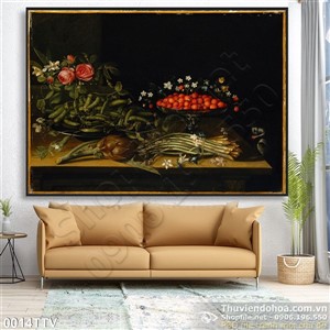 Tranh tĩnh vật hoa quả sơn dầu trang trí phòng bếp