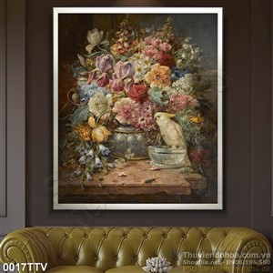 Tranh tĩnh vật hoa quả sơn dầu treo tường