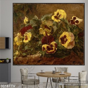 Tranh tĩnh vật hoa quả sơn dầu treo tường phòng ăn