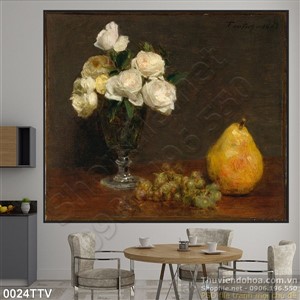 Tranh tĩnh vật hoa quả sơn dầu trang trí phòng bếp