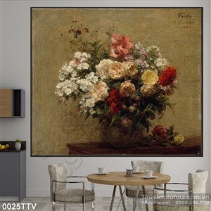 Tranh tĩnh vật hoa quả sơn dầu treo tường đẹp