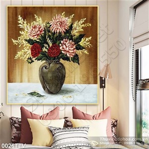 Tranh tĩnh vật hoa quả sơn dầu trang trí phòng khách