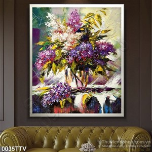 Tranh tĩnh vật hoa quả sơn dầu treo phòng khách