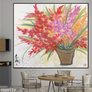 Tranh tĩnh vật hoa quả sơn dầu treo tường