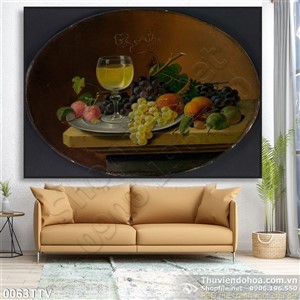 Tranh tĩnh vật hoa quả sơn dầu trang trí phòng ăn