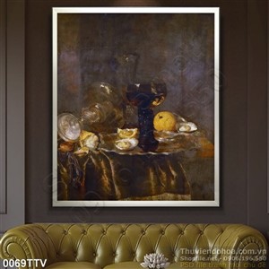 Tranh tĩnh vật hoa quả sơn dầu treo tường độc đáo