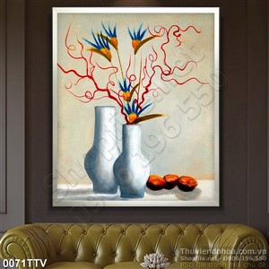 Tranh tĩnh vật hoa quả sơn dầu trang trí phòng ăn