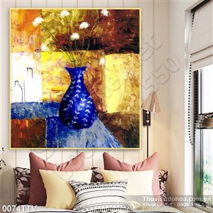 Tranh tĩnh vật hoa quả sơn dầu treo tường độc đáo