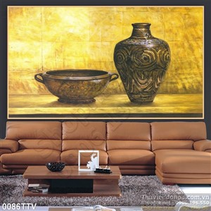 Tranh tĩnh vật hoa quả sơn dầu treo tường trang trí