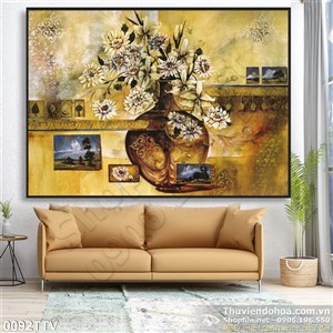 Tranh tĩnh vật hoa quả sơn dầu treo tường độc đáo