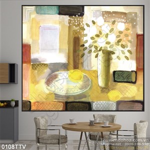 Tranh tĩnh vật hoa quả sơn dầu trang trí phòng ăn