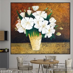 Tranh tĩnh vật hoa quả sơn dầu trang trí phòng ngủ